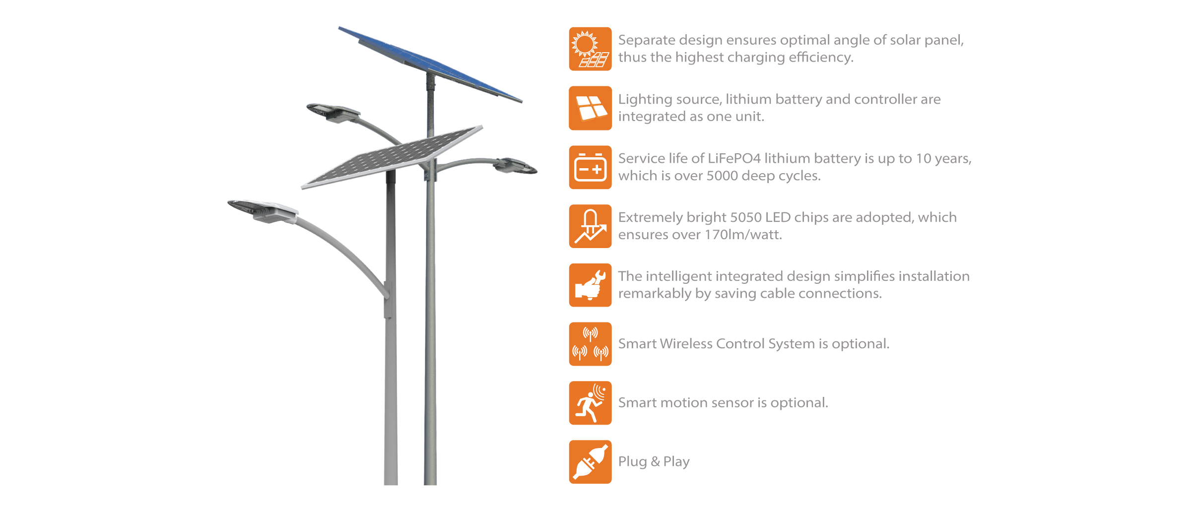 FALCON All-In-Two Solar Street Light (50W-60W)